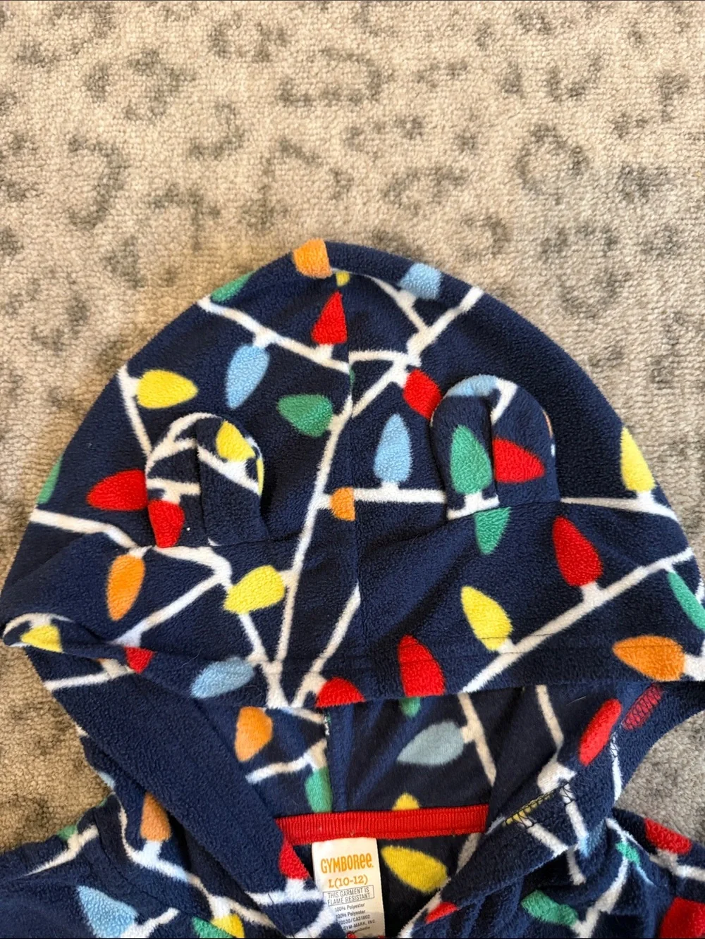 Gymboree Navy Hooded Pajama Set with Multicolor Light Bulb Print